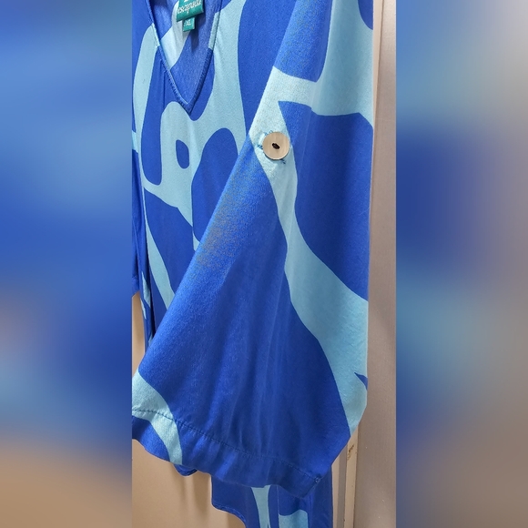 Escapada Blue Abstract Print Rayon Tunic Top XL - Picture 6 of 6